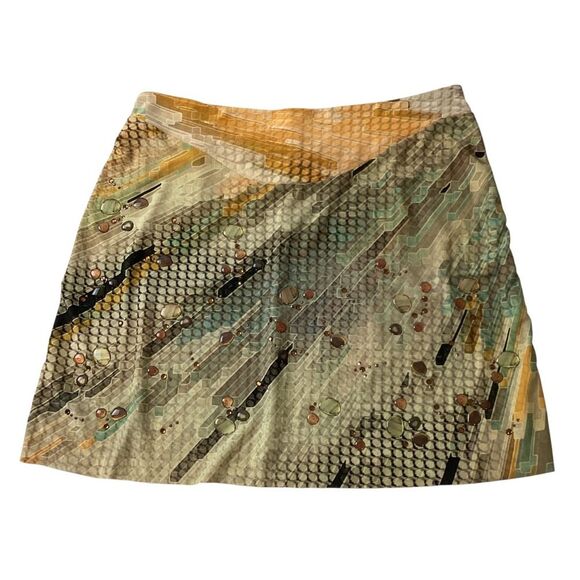 LA PERLA Size 42 Mini Skirt Geometric Y2K Graphic Print Applied Detail Embellish - Picture 1 of 10